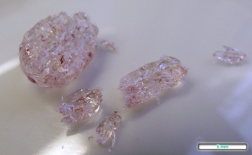 A sample of phenol that has turned pink
