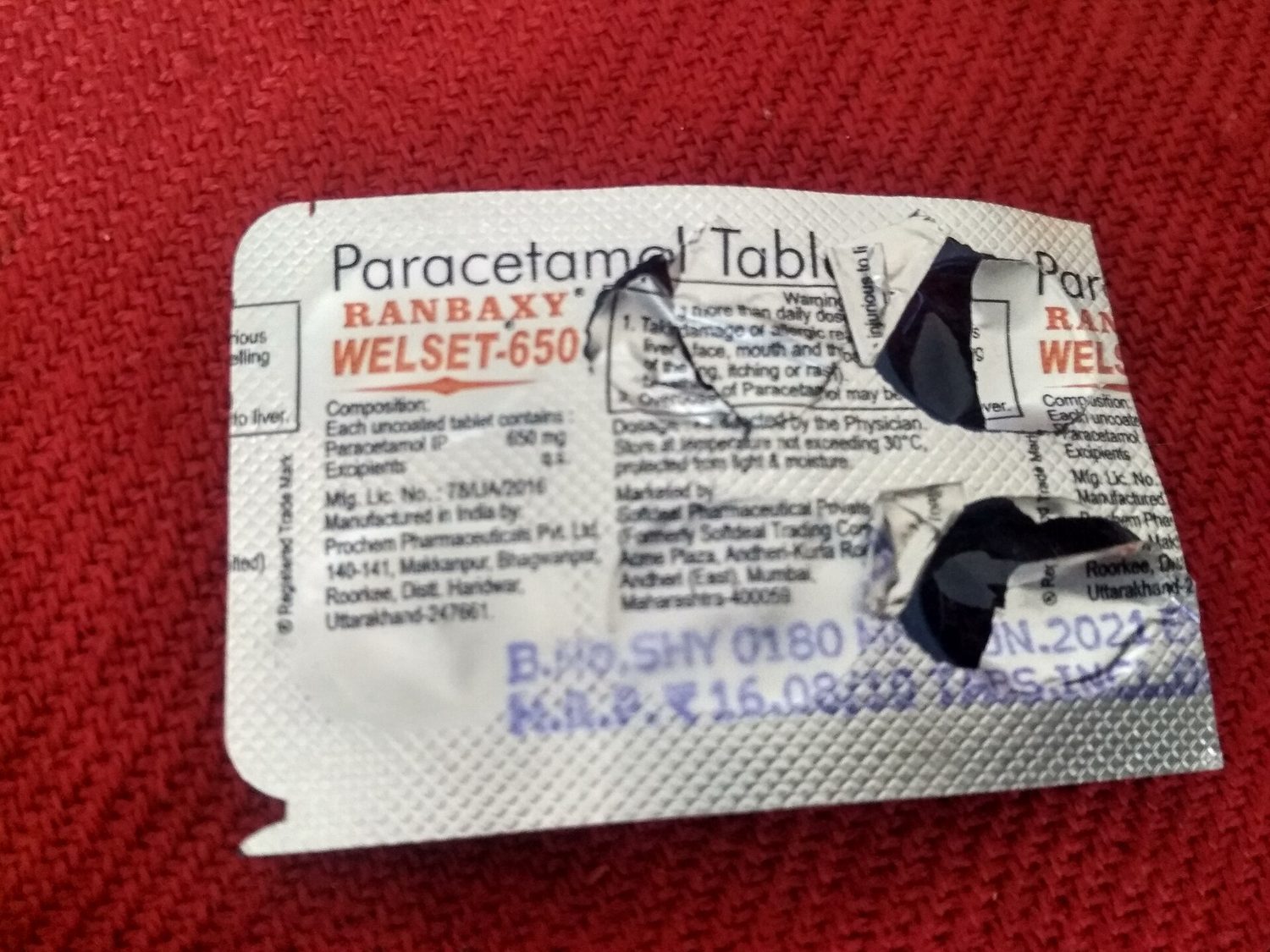 A bottle of paracetamol tablets