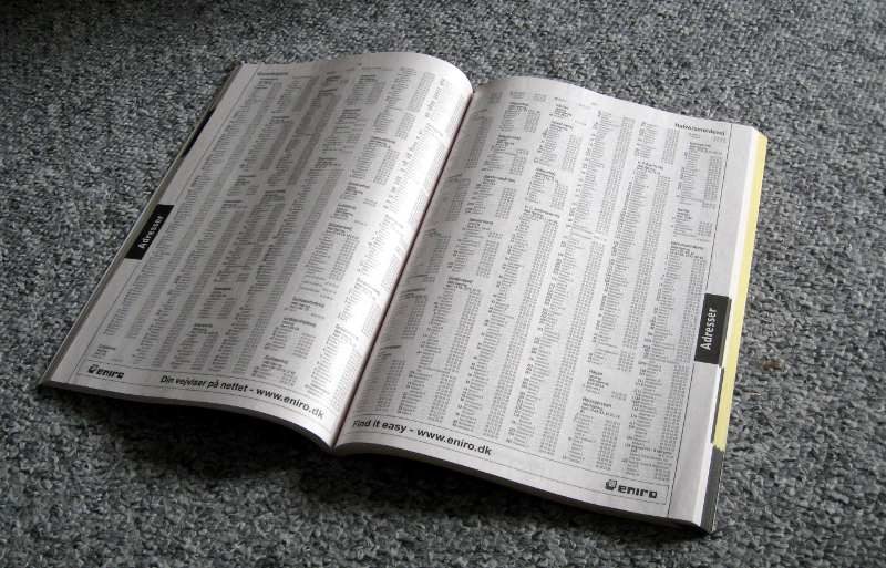 An open telephone directory