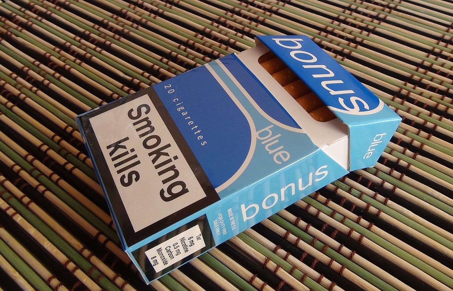A packet of cigarettes: a demerit good that governments tax heavily to cut consumption