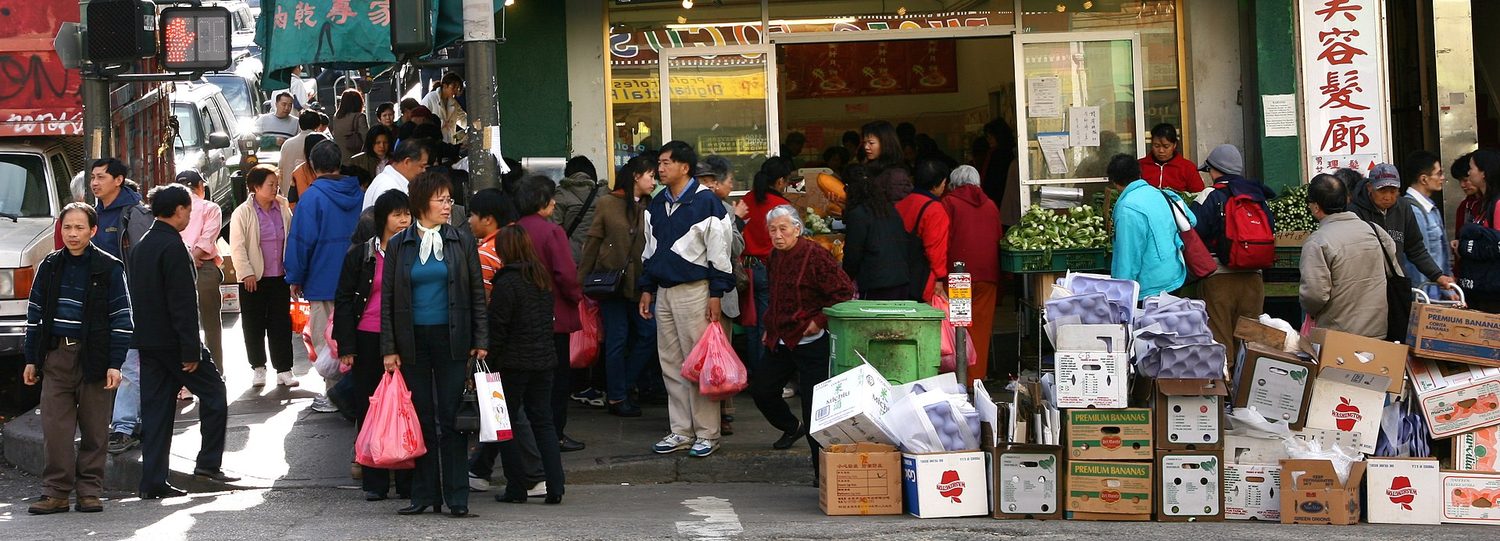 A dense crowd of people
