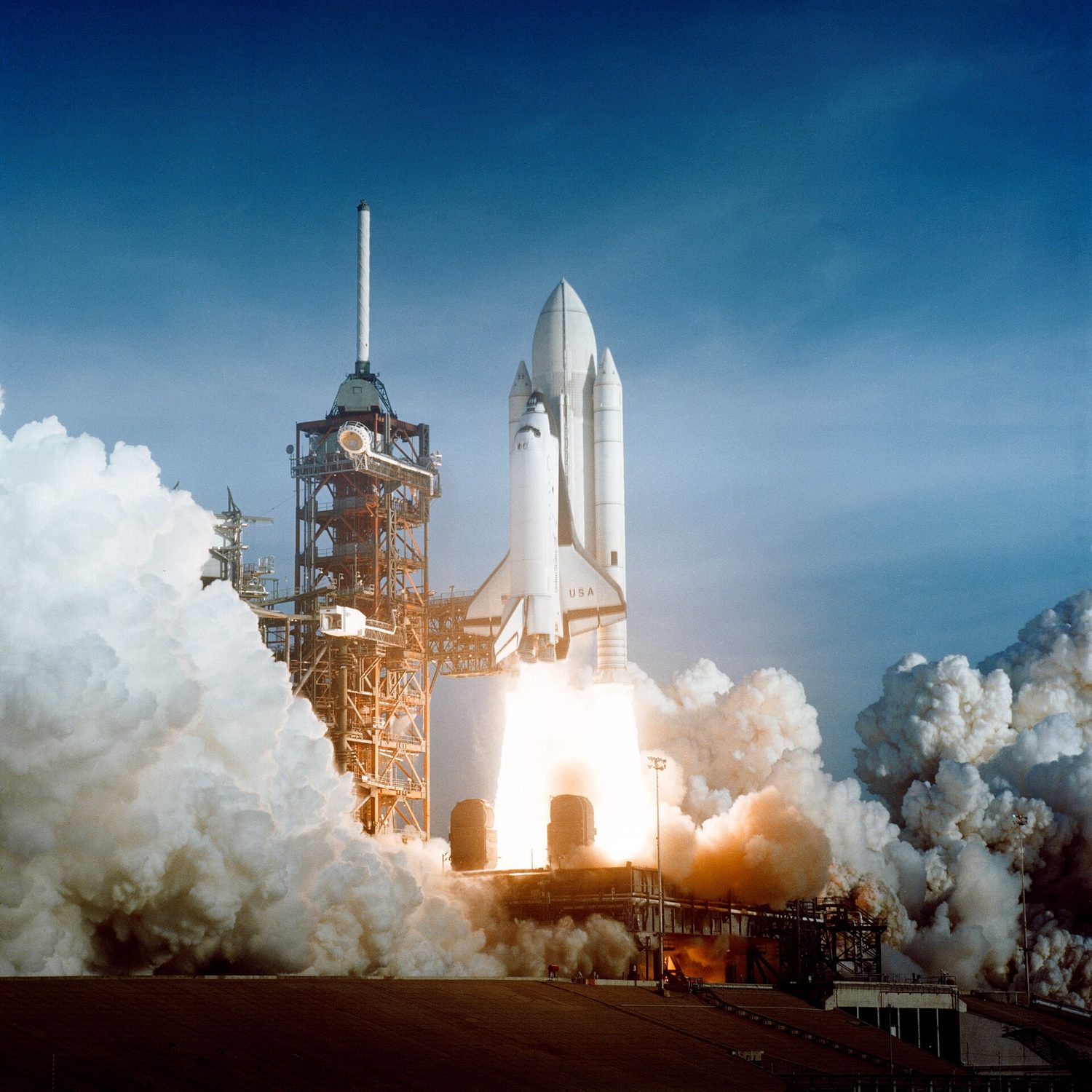A space shuttle launching
