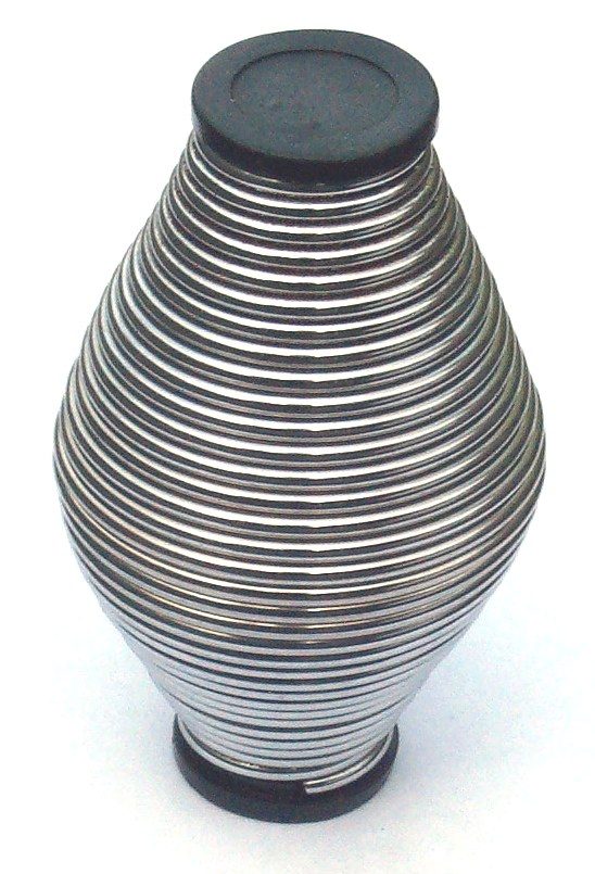 A coiled metal spring