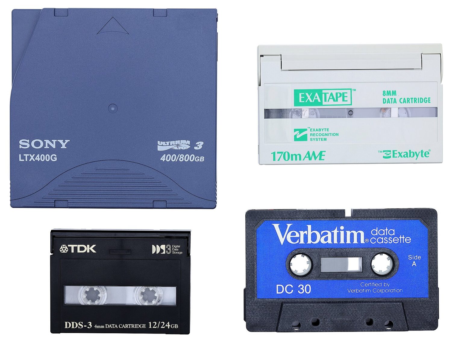 Magnetic tape stores data on a long magnetic strip; it is cheap for large backups