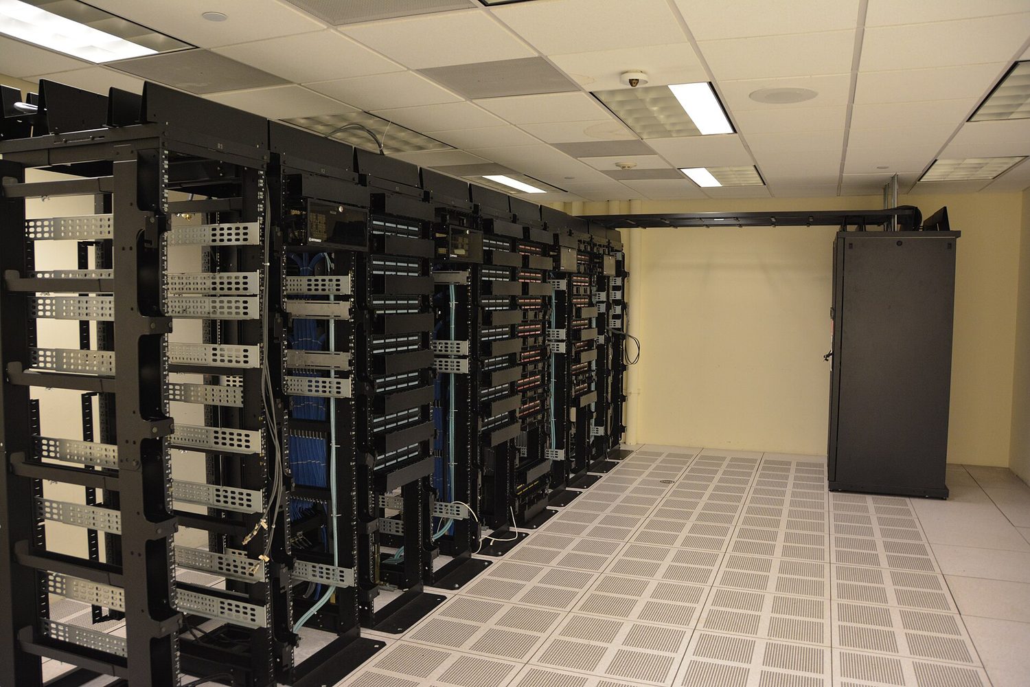 Rows of servers in a data centre
