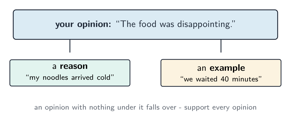 An opinion stands on a reason and an example