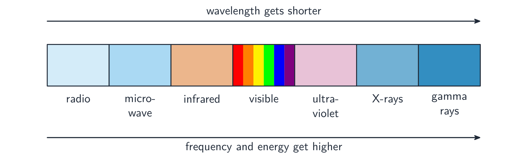 A coloured band of the electromagnetic spectrum from radio waves to gamma rays