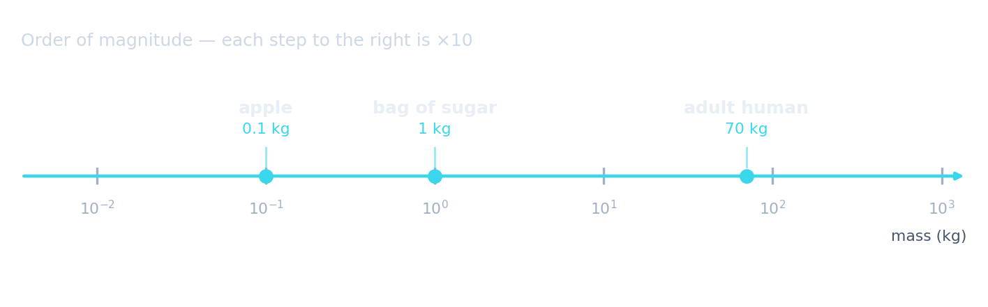 A balance comparing an unknown mass against known masses